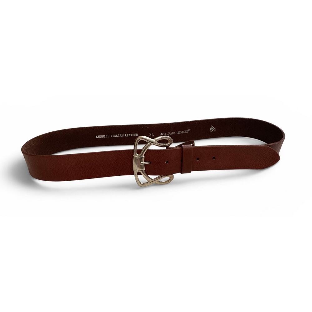 Silpada Designs XL Brown Genuine Italian Leather Belt Silver Tone  Buckle - Picture 2 of 6
